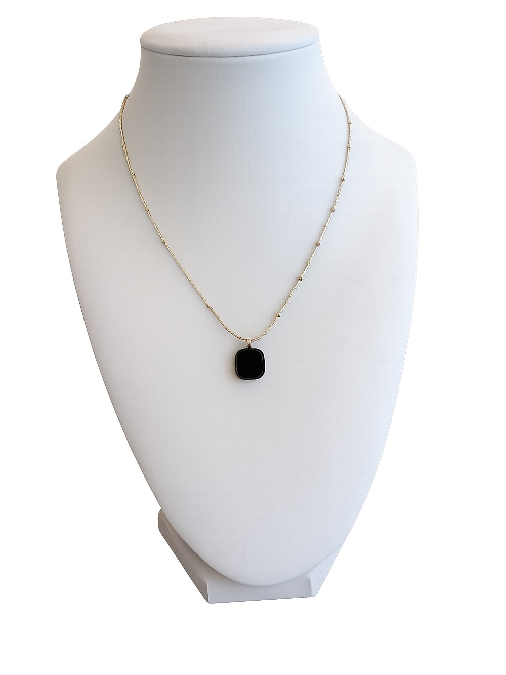 Gold PVD Coated Stainless Steel Black Pendant Necklace | Minimalist Dainty Chain